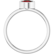 Rhodium-Plated Sterling Silver 5.5 mm Natural Mozambique Garnet Ring
