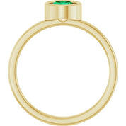 14K Yellow 5.5 mm Lab-Grown Emerald Ring