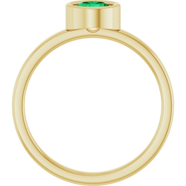 14K Yellow 5.5 mm Lab-Grown Emerald Ring