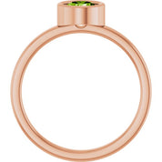 14K Rose 5.5 mm Natural Peridot Ring