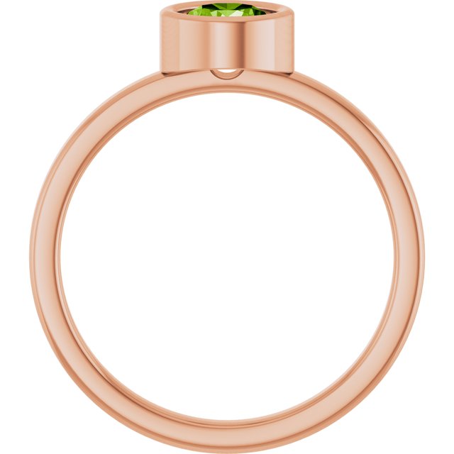 14K Rose 5.5 mm Natural Peridot Ring