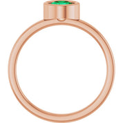 14K Rose 5.5 mm Lab-Grown Emerald Ring
