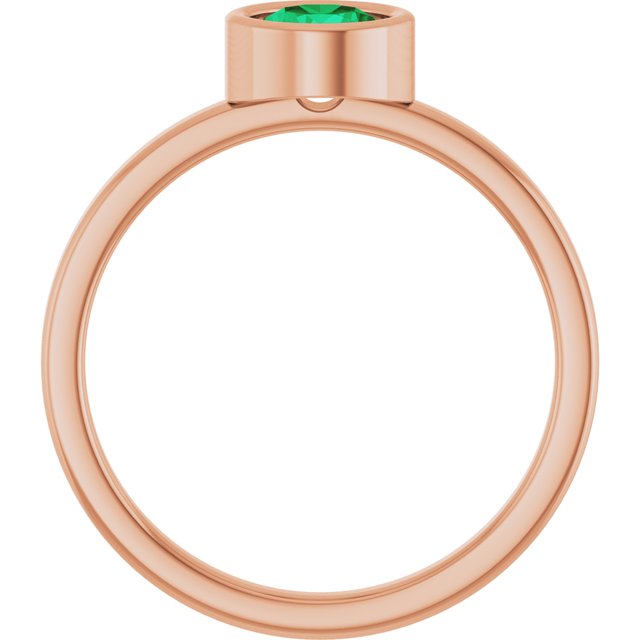 14K Rose 5.5 mm Lab-Grown Emerald Ring