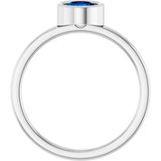 Rhodium-Plated Sterling Silver 5.5 mm Lab-Grown Blue Sapphire Ring