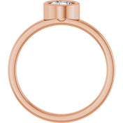14K Rose 5.5 mm Natural White Sapphire Ring
