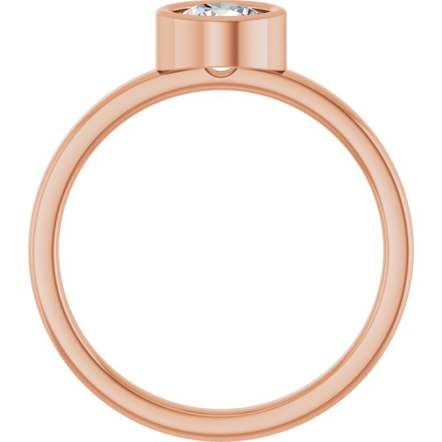 14K Rose 5.5 mm Natural White Sapphire Ring