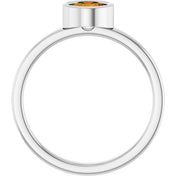 Platinum 5.5 mm Natural Citrine Ring