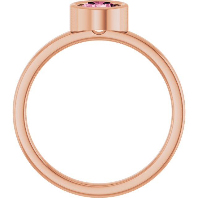14K Rose 5.5 mm Natural Pink Tourmaline Ring