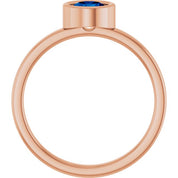 14K Rose 5.5 mm Lab-Grown Blue Sapphire Ring