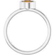 Rhodium-Plated Sterling Silver 5.5 mm Natural Citrine Ring