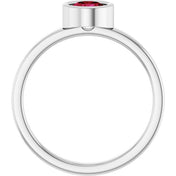Rhodium-Plated Sterling Silver 5.5 mm Lab-Grown Ruby Ring