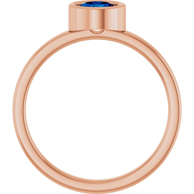 14K Rose 5.5 mm Natural Blue Sapphire Ring