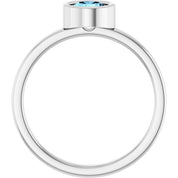 Platinum 5.5 mm Natural Aquamarine Ring