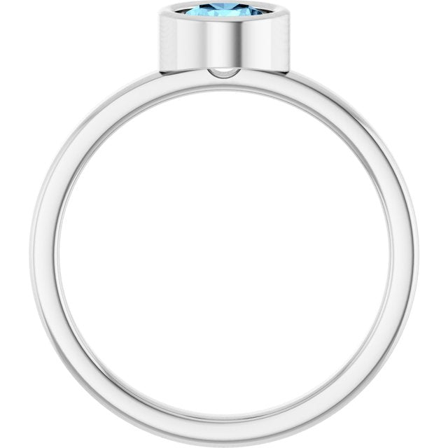 Platinum 5.5 mm Natural Aquamarine Ring
