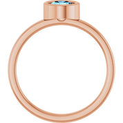 14K Rose 5.5 mm Natural Aquamarine Ring