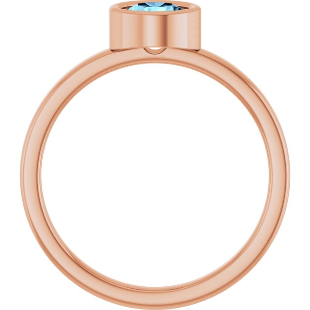 14K Rose 5.5 mm Natural Aquamarine Ring