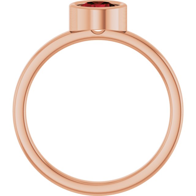 14K Rose 5.5 mm Natural Mozambique Garnet Ring