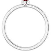 14K White 3 mm Natural Ruby Ring