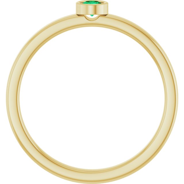 14K Yellow 3 mm Lab-Grown Emerald Ring