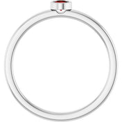 Rhodium-Plated Sterling Silver 3 mm Natural Mozambique Garnet Ring