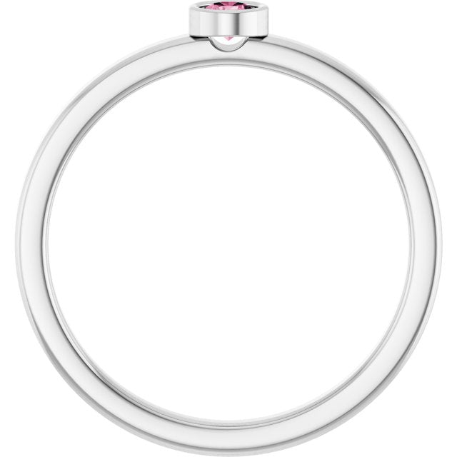 Platinum 3 mm Natural Pink Tourmaline Ring