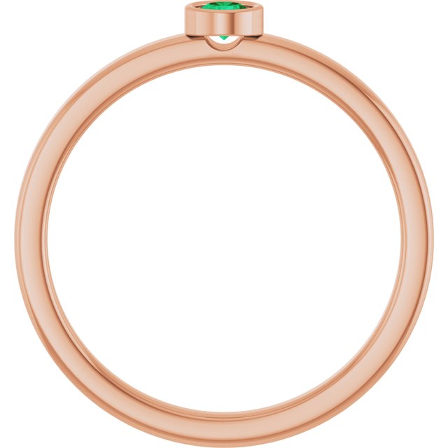 14K Rose 3 mm Lab-Grown Emerald Ring