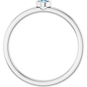 14K White 3 mm Natural Aquamarine Ring