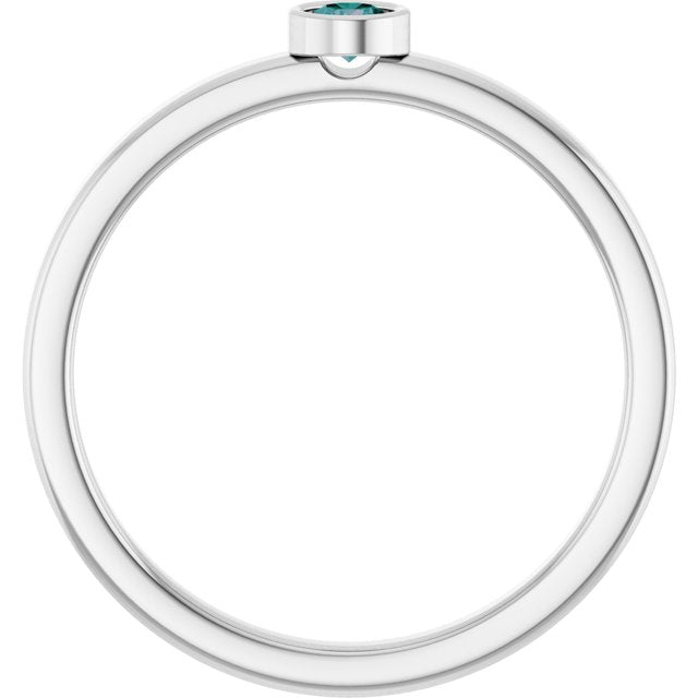 Rhodium-Plated Sterling Silver 3 mm Lab-Grown Alexandrite Ring