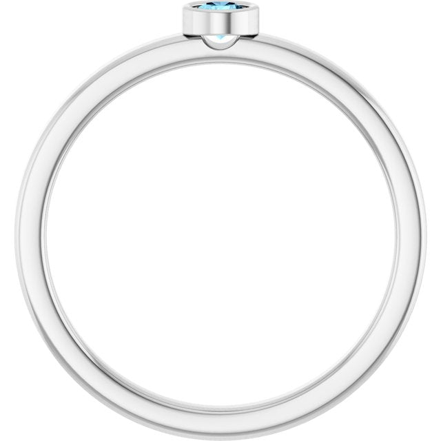 Platinum 3 mm Natural Aquamarine Ring