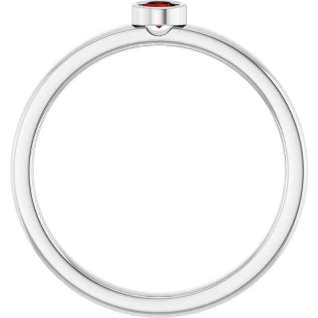 Platinum 3 mm Natural Mozambique Garnet Ring