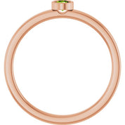 14K Rose 3 mm Natural Peridot Ring