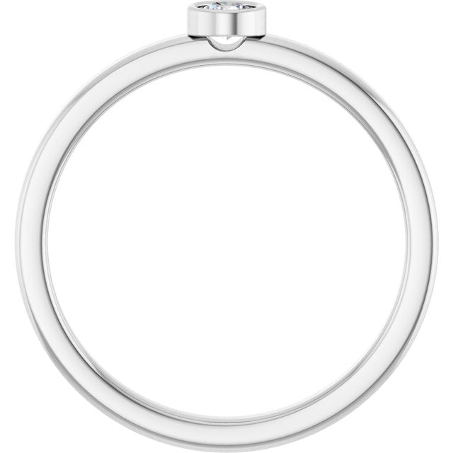 Rhodium-Plated Sterling Silver 3 mm Natural White Sapphire Ring