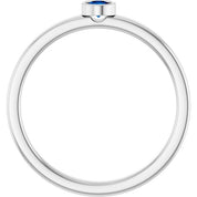 Rhodium-Plated Sterling Silver 3 mm Natural Blue Sapphire Ring
