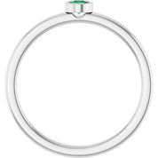Rhodium-Plated Sterling Silver 3 mm Lab-Grown Emerald Ring