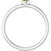 Rhodium-Plated Sterling Silver 3 mm Natural Peridot Ring