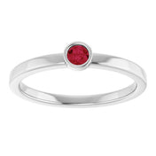 Platinum 3 mm Natural Ruby Ring