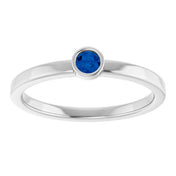 Rhodium-Plated Sterling Silver 3 mm Natural Blue Sapphire Ring