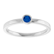 Rhodium-Plated Sterling Silver 3 mm Natural Blue Sapphire Ring