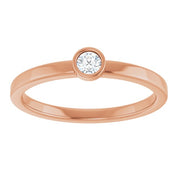 14K Rose 3 mm Natural White Sapphire Ring