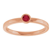 14K Rose 3 mm Lab-Grown Ruby Ring