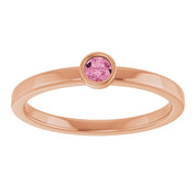 14K Rose 3 mm Natural Pink Tourmaline Ring