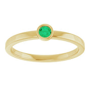 14K Yellow 3 mm Lab-Grown Emerald Ring