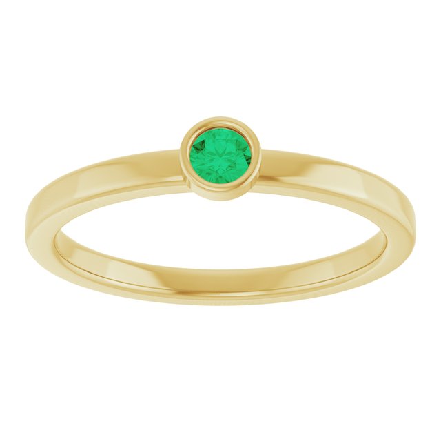 14K Yellow 3 mm Lab-Grown Emerald Ring