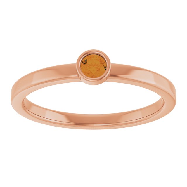 14K Rose 3 mm Natural Citrine Ring