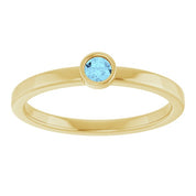14K Yellow 3 mm Natural Aquamarine Ring