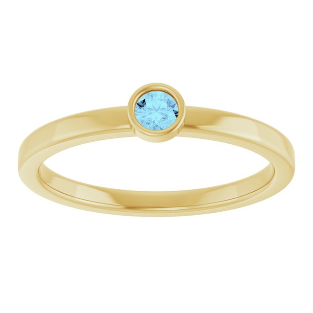 14K Yellow 3 mm Natural Aquamarine Ring