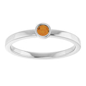 Platinum 3 mm Natural Citrine Ring