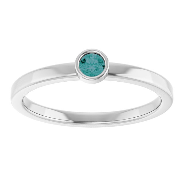 Rhodium-Plated Sterling Silver 3 mm Lab-Grown Alexandrite Ring