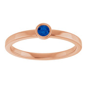 14K Rose 3 mm Lab-Grown Blue Sapphire Ring