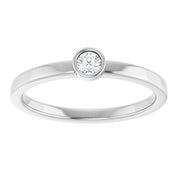 Rhodium-Plated Sterling Silver 3 mm Natural White Sapphire Ring